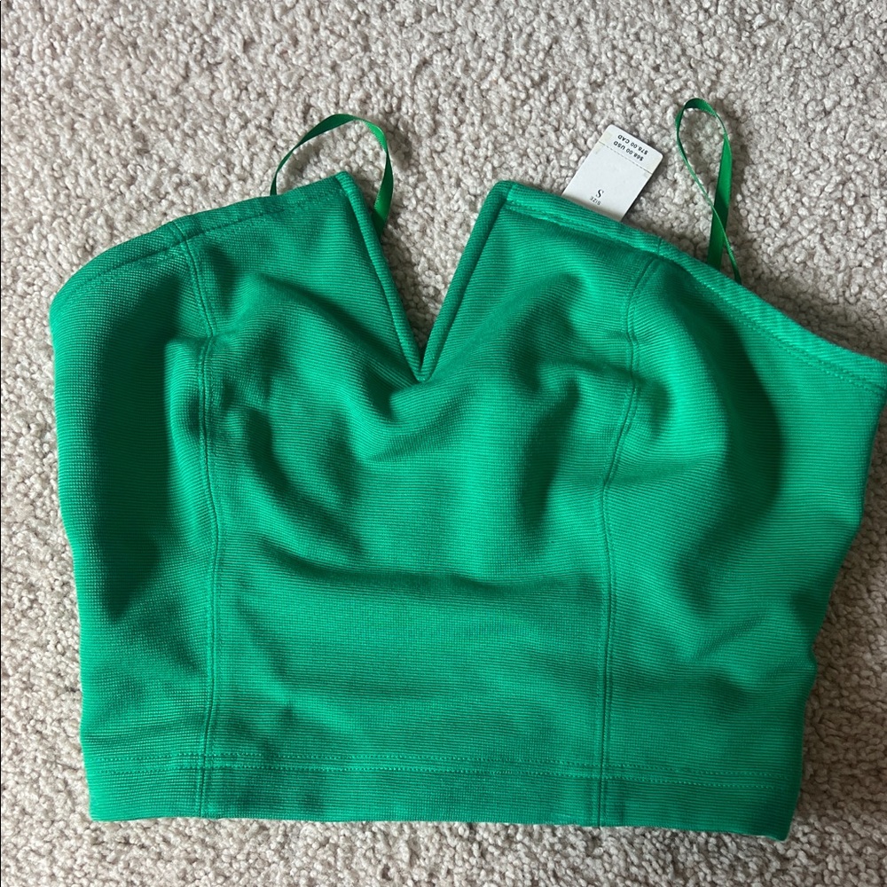 Maeve Emerald Green Cropped V-Neck Tank